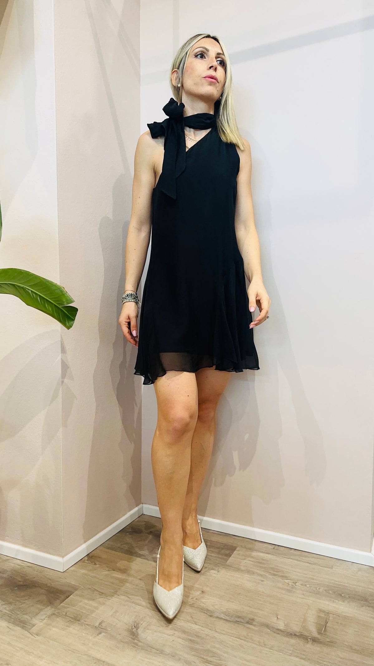 ABITO CORTO MISTO SETA NERO