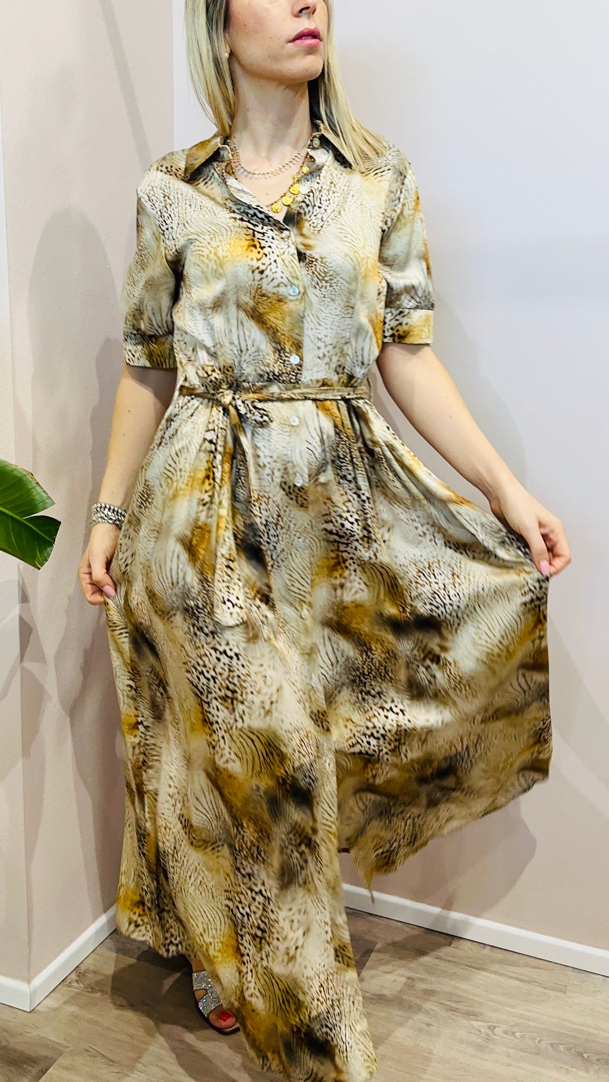 ABITO CHEMISIER LUNGO ANIMALIER