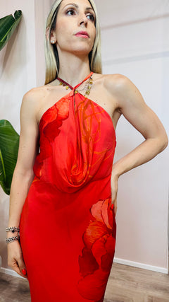 ABITO LUNGO CAMELIA ROSSO
