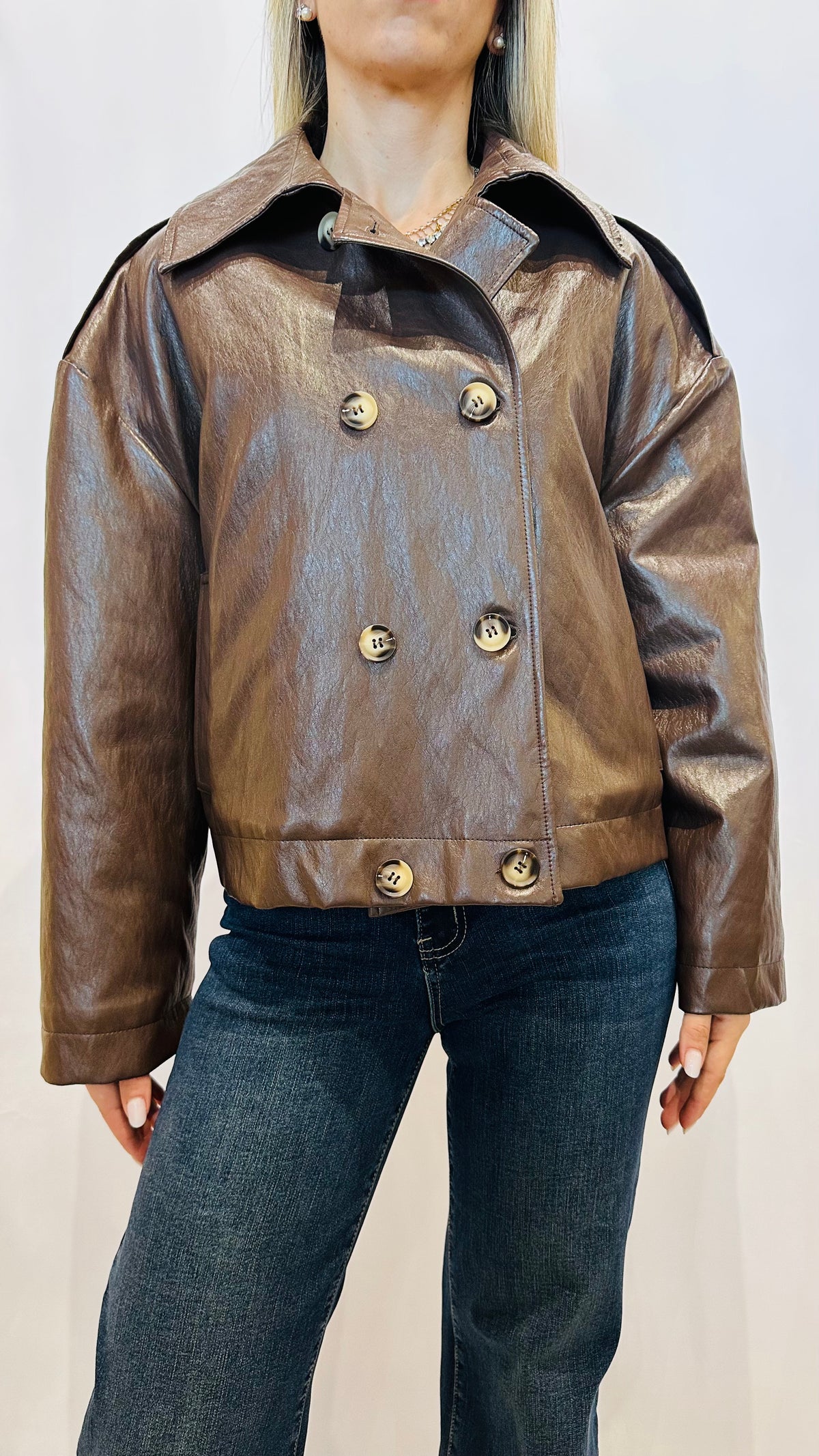 BOMBER DOPPIO PETTO SIMILPELLE