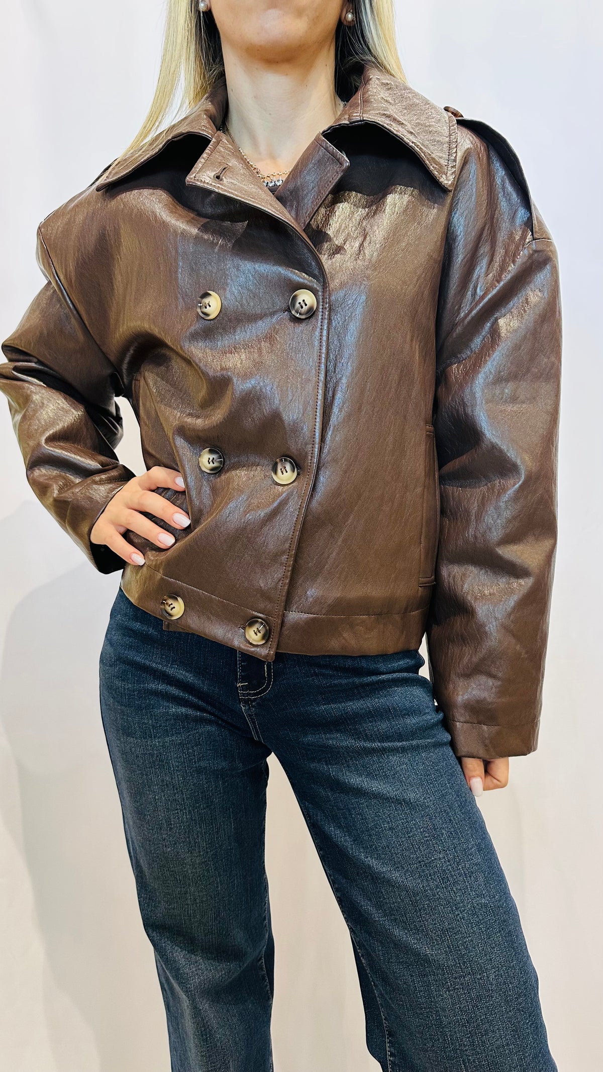 BOMBER DOPPIO PETTO SIMILPELLE