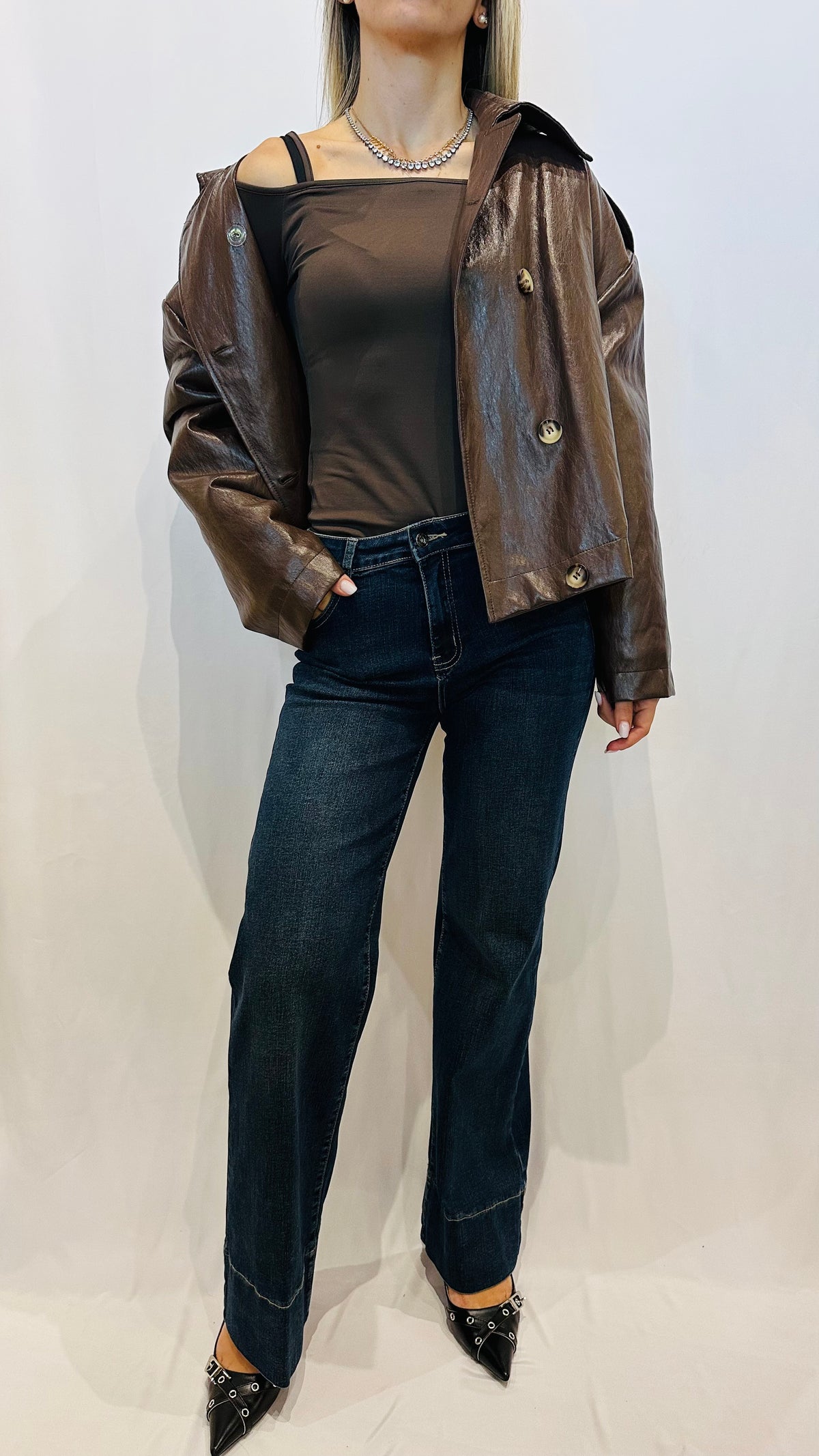 BOMBER DOPPIO PETTO SIMILPELLE
