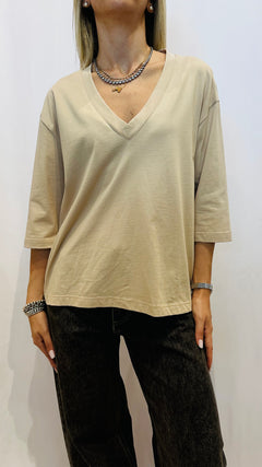 T-SHIRT OVERSIZE SABBIA