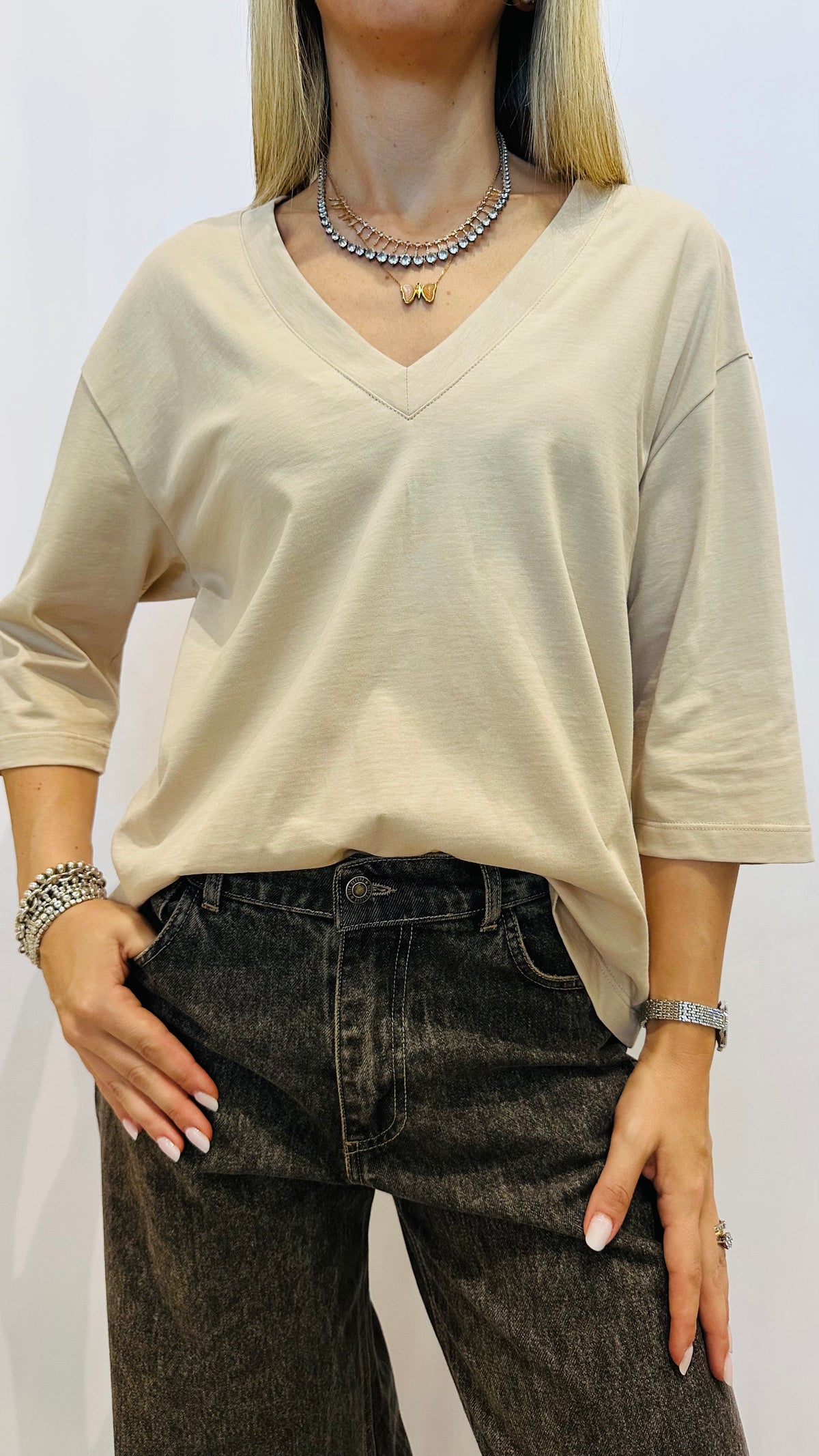 T-SHIRT OVERSIZE SABBIA