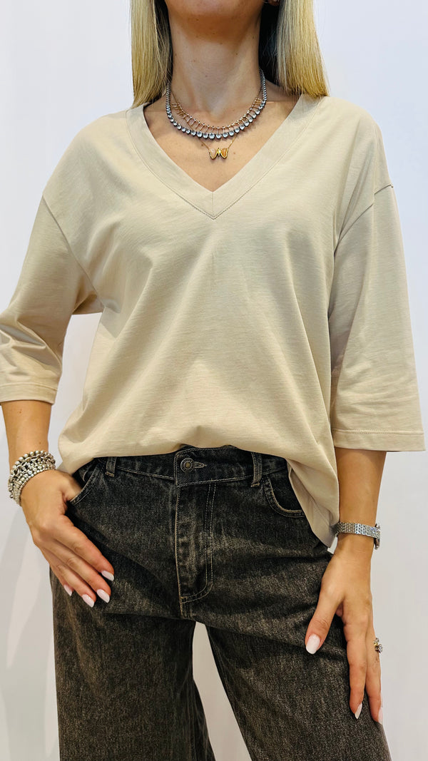 T-SHIRT OVERSIZE SABBIA