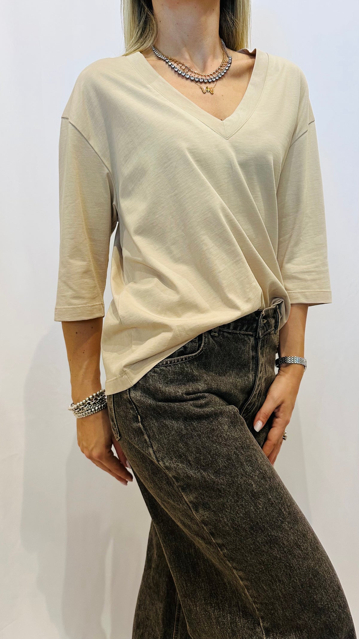 T-SHIRT OVERSIZE SABBIA
