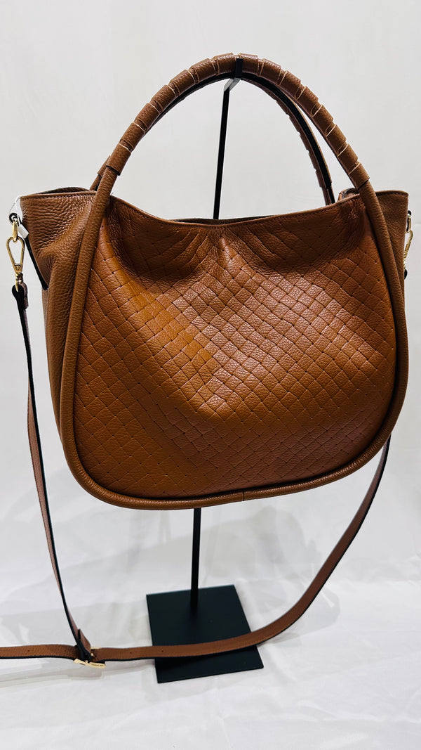 BORSA INTRECCIO CUOIO
